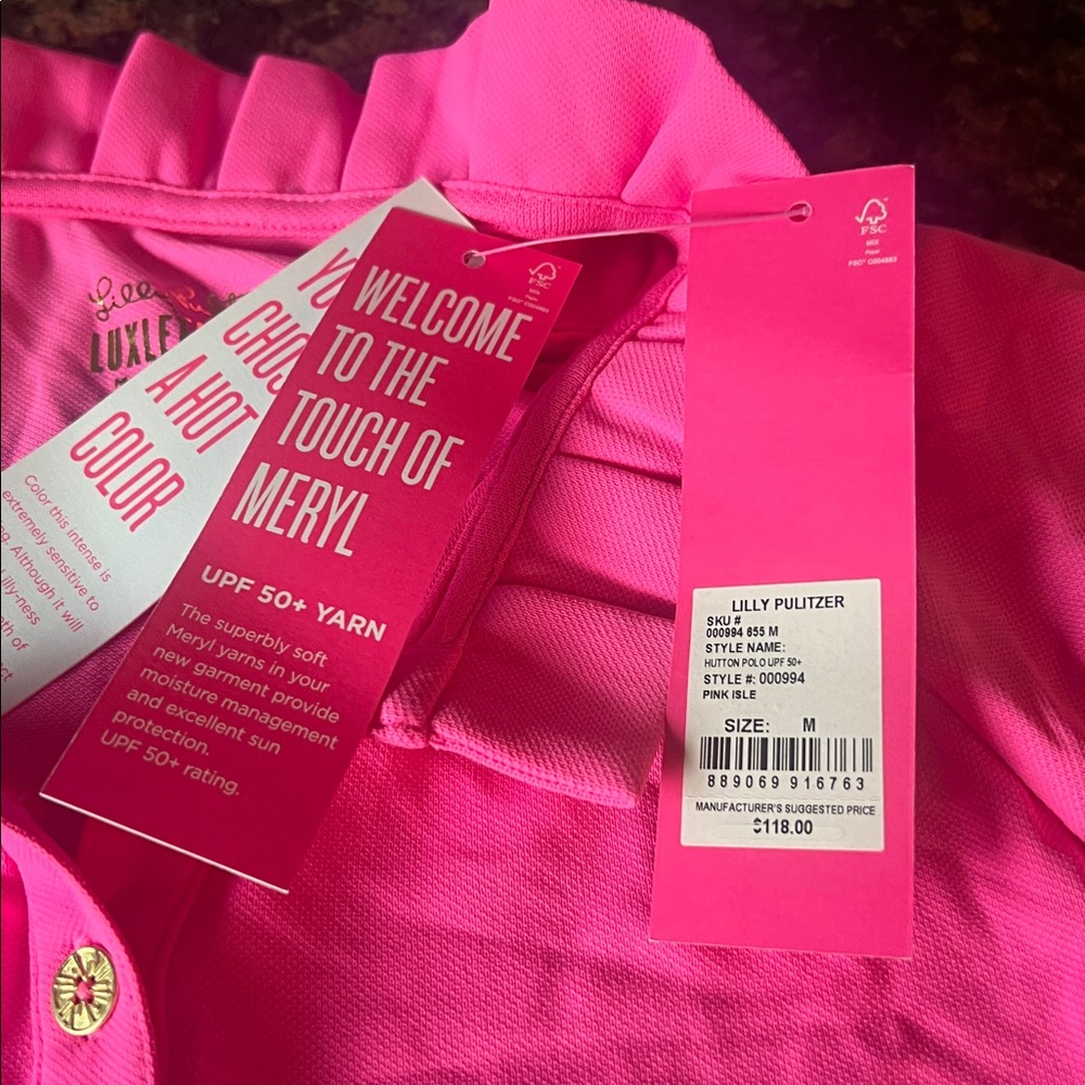 Lilly Pulitzer Luxletic top new, medium hot pink - Picture 6 of 6